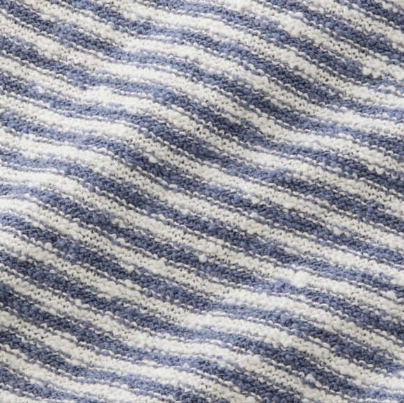 L.L. Bean Navy and Cream Striped V-Neck Sweater - Picture 3 of 12